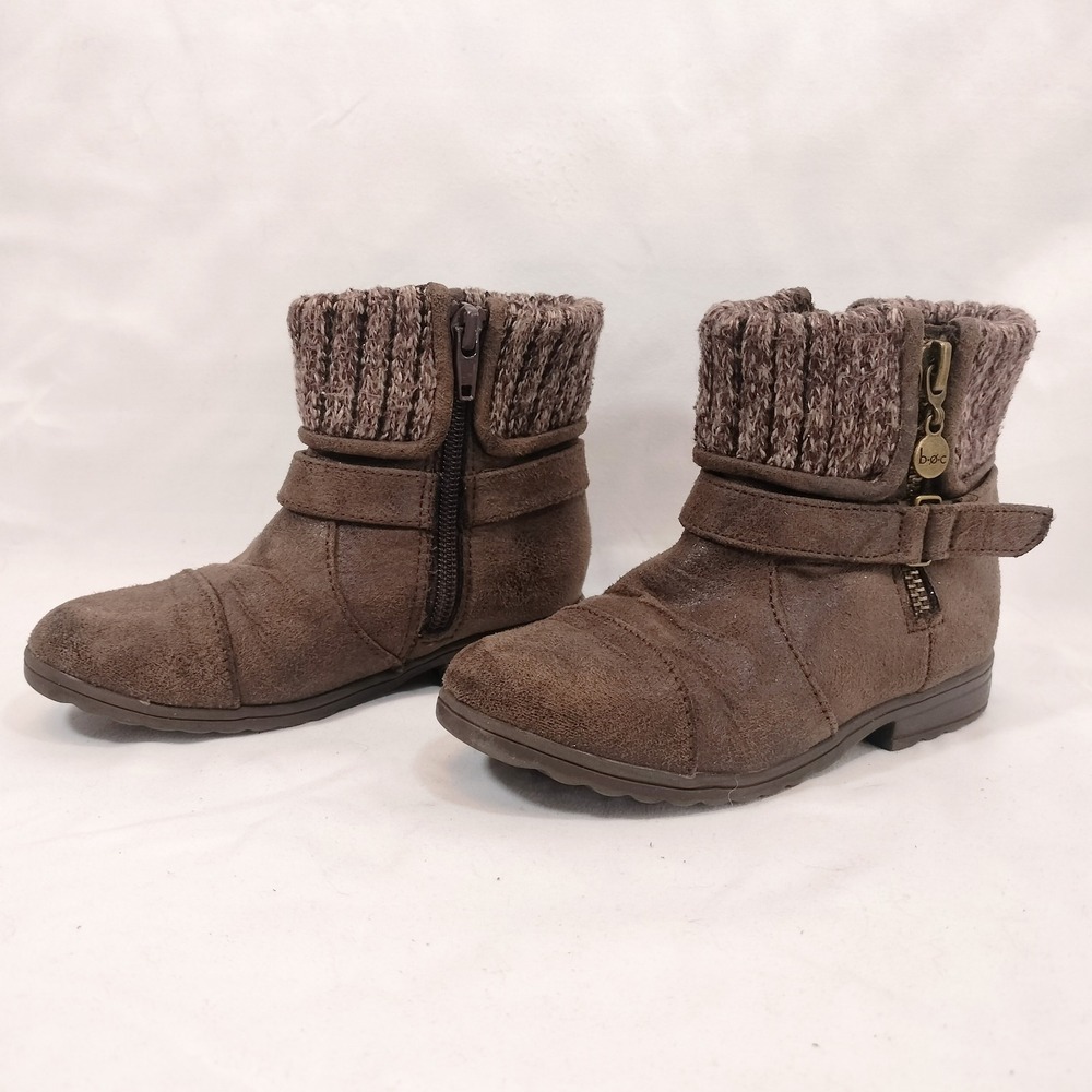 b.o.c. Brown Ankle Boots; Isabella-T Suede Knit Cuff Zipper